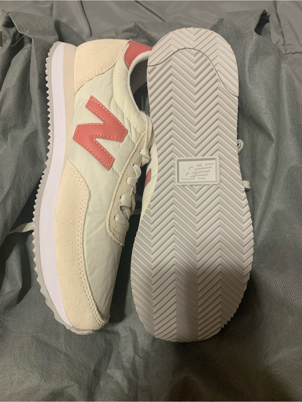 New Balance Cream and Coral Retro Runner Sneakers